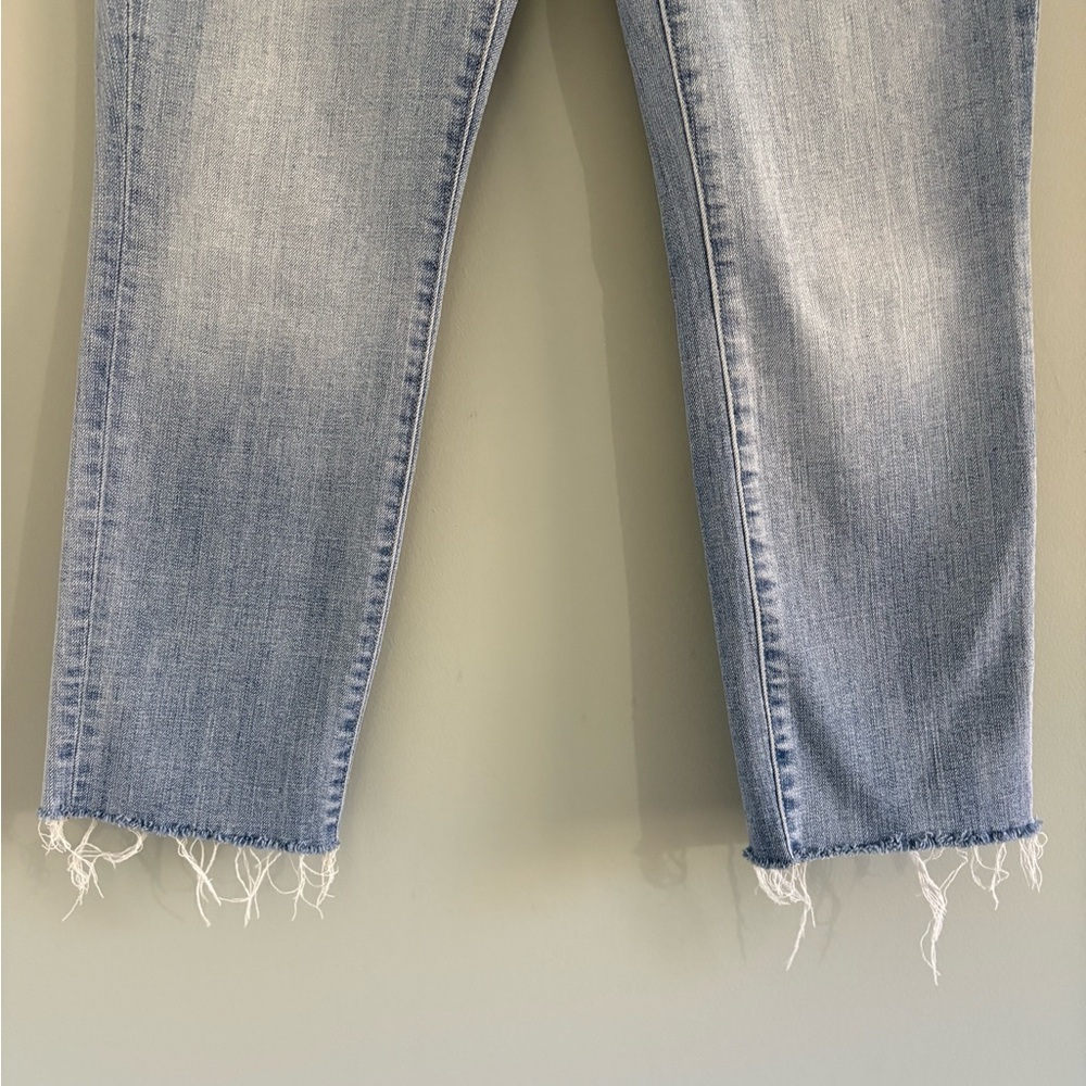 L’AGENCE Sada High Rise Cropped Slim Jeans Raw Hem Size 27 Light Wash - Picture 4 of 13